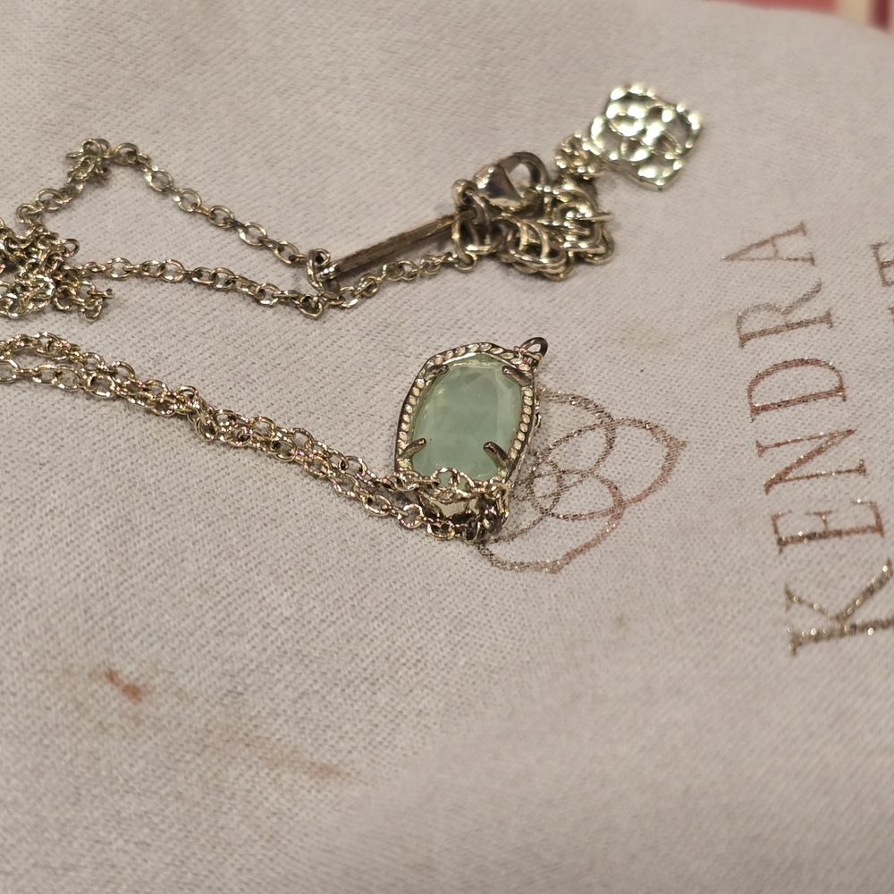 Kendra Scott Gold Necklace with Light Green Pendant